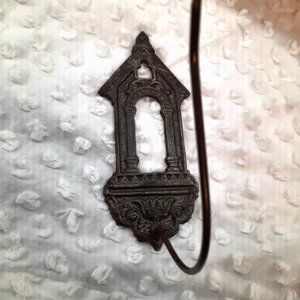 Antique Ornate Cast Iron Metal Spike Bill Hook Receipt Note Holder Wall Mount